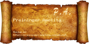 Preininger Amelita névjegykártya